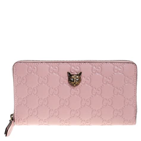 blush pink gucci wallet|pink Gucci wallet with cat.